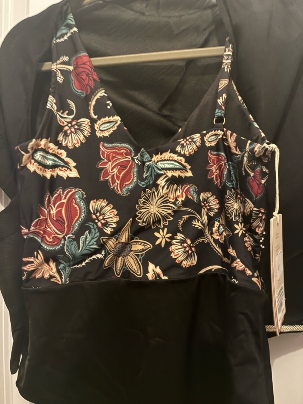 Cosita Linda Black Floral Trim Swim Cover-Up - Picture 5 of 7